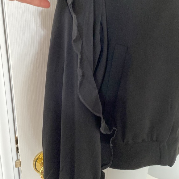 mudpie Ruffled Nolan Bomber Jacket in Black - Picture 3 of 10